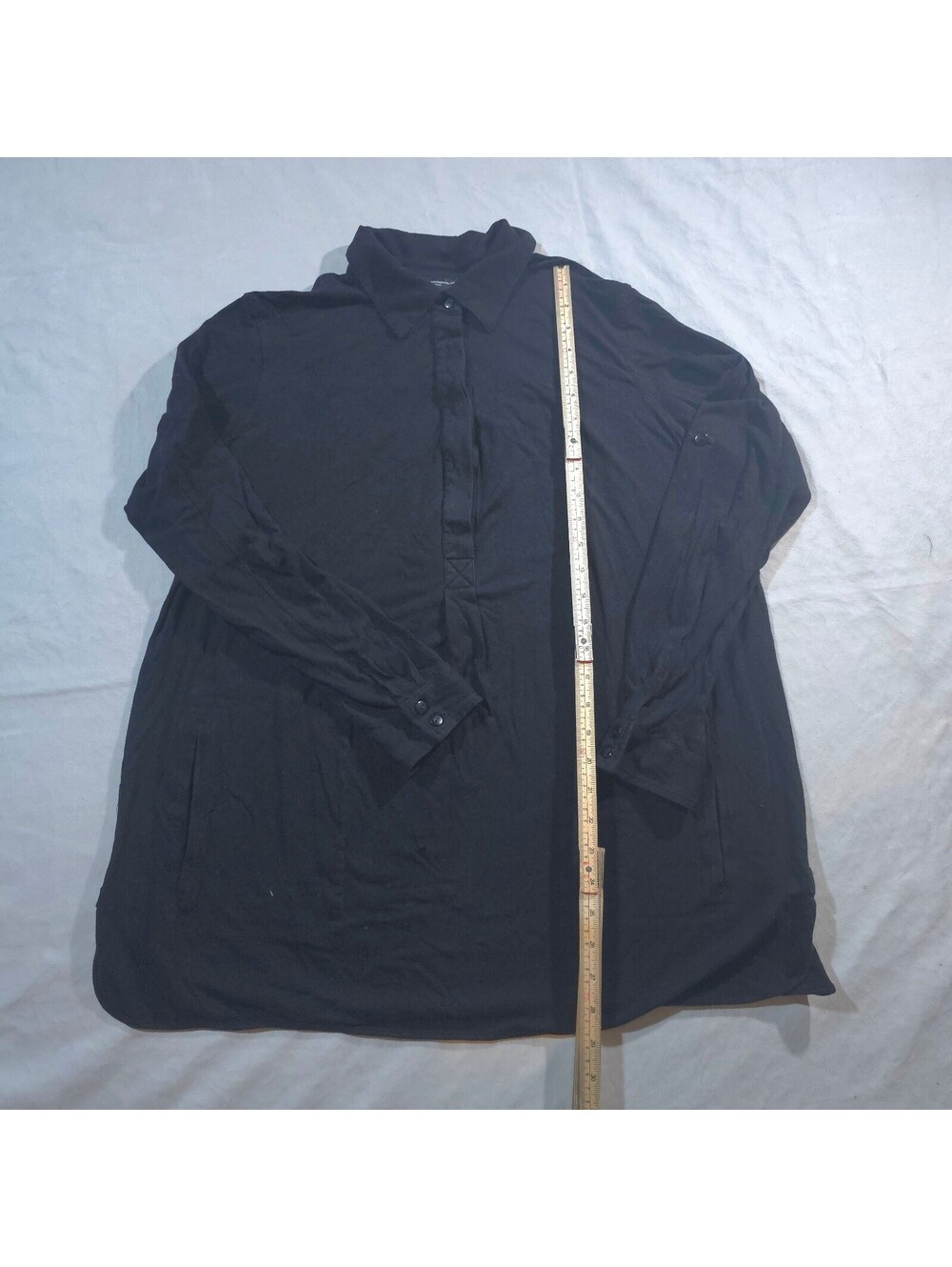 INC International Concepts Women's Black Button-Up Shirt Dress 0X